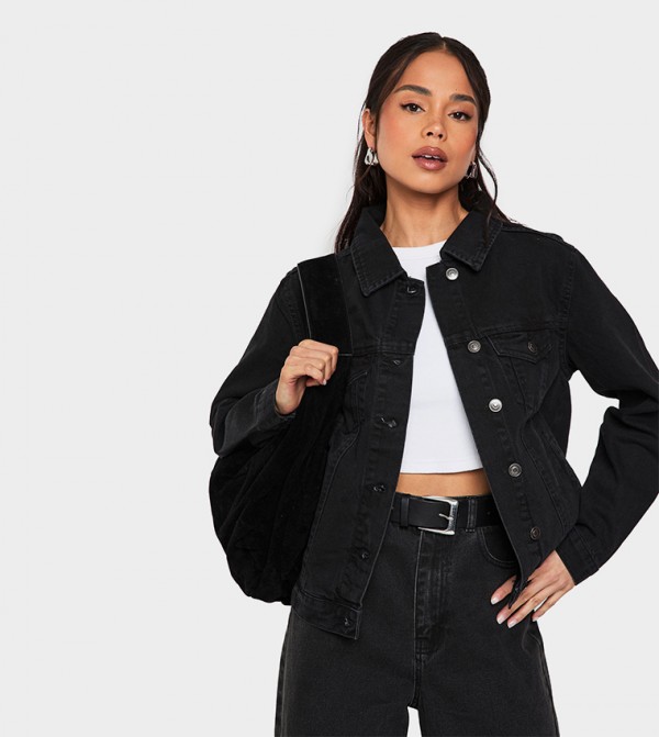 Washed Collared Denim Jacket