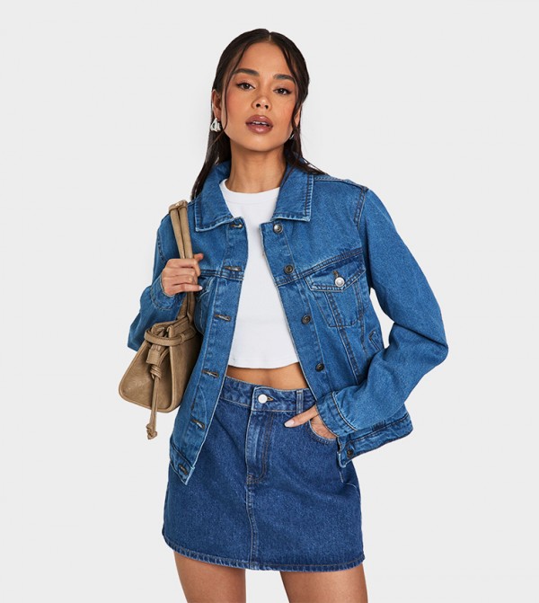 Washed Collared Denim Jacket