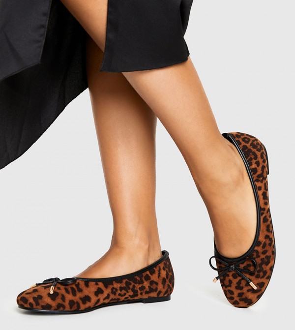 Print Bow Detail Ballerinas