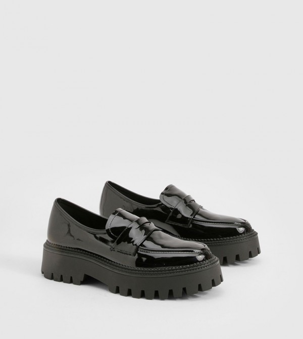 Wide Fit Patent Chunky Loafers