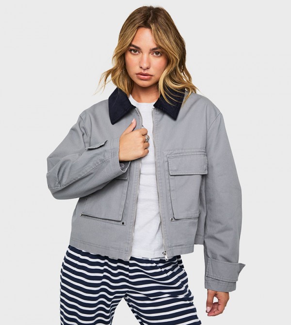 Contrast Collar Barn Jacket