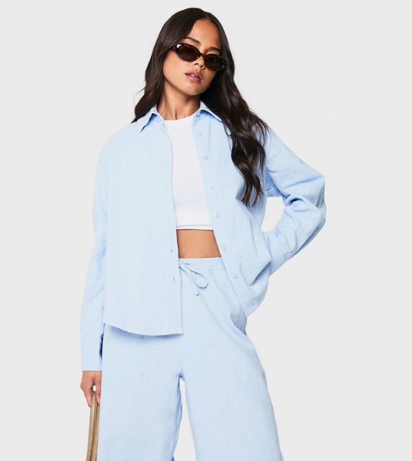 Linen Look Long Sleeves Oversized Shirt