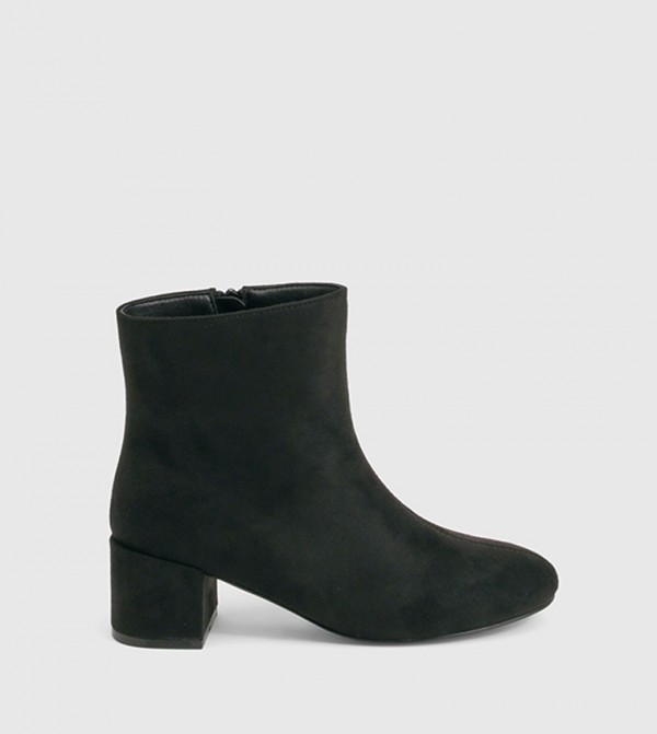 Faux Suede Block Heel Ankle Boots