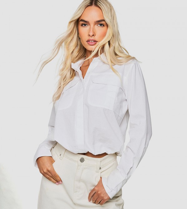 Crop Poplin Long Sleeves Shirt