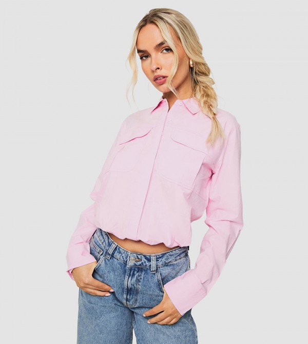 Crop Poplin Long Sleeves Shirt