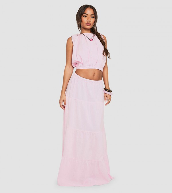 Linen Maxi Tiered Skirt