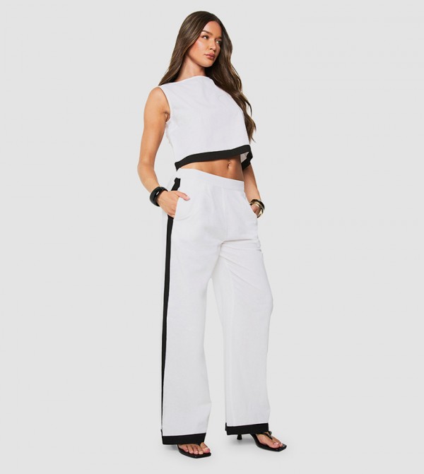 Contrast Striped Linen Trousers