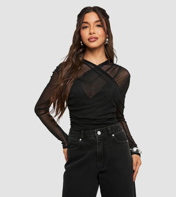 Mesh Cross Over Bodysuit