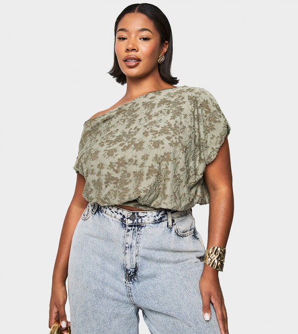 Curve Burnout Slouchy Off Shoulder Top