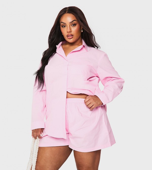Curve Poplin Button Down Shorts