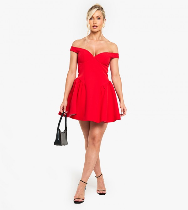 Bardot Structured Volume Skater Mini Dress
