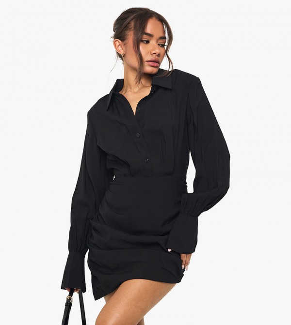Ruched Detail Shirt Dress