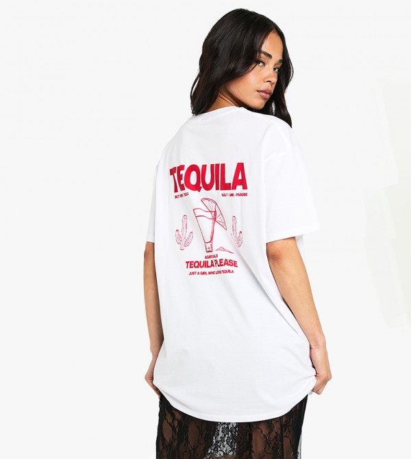 Tequila Oversized Back Printed Overdyed T-Shirt