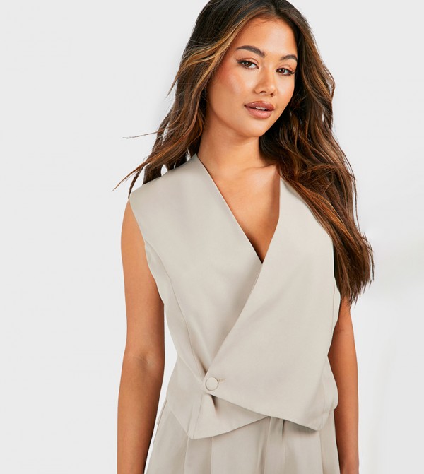 Asymmetric Button Front Waistcoat