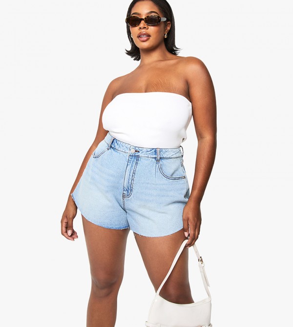 Curve Flippy Wide Leg Denim Shorts