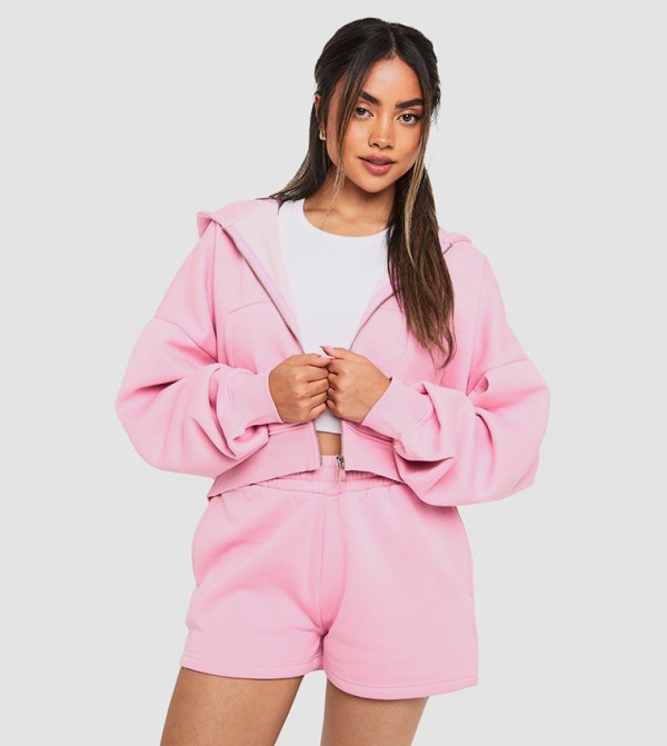Boxy Balloon Sleeves Oversized Zip Through Jacket
