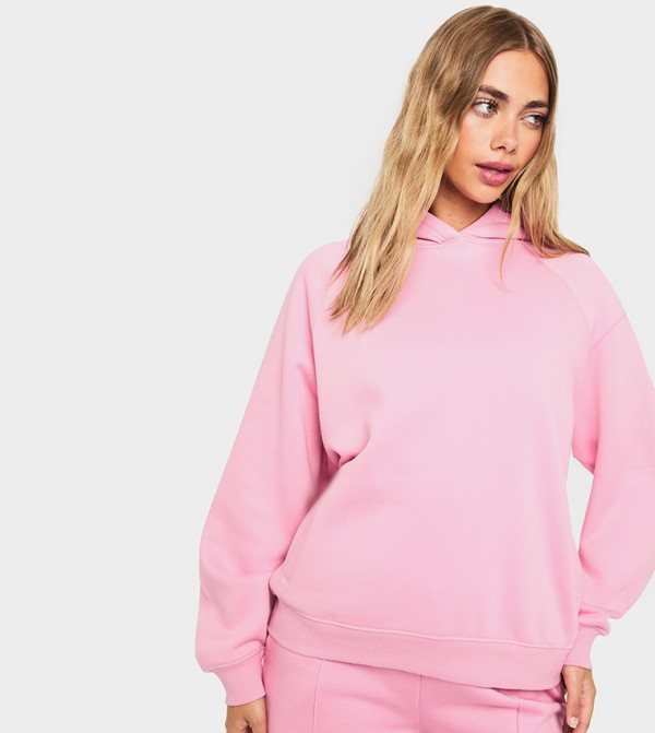Solid Raglan Sleeves Oversized Hoodie