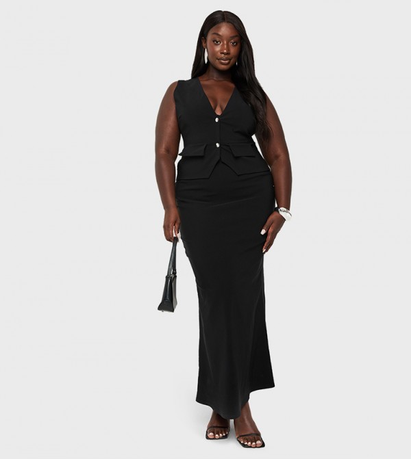 Curve Layered Waistcoat Maxi Dress