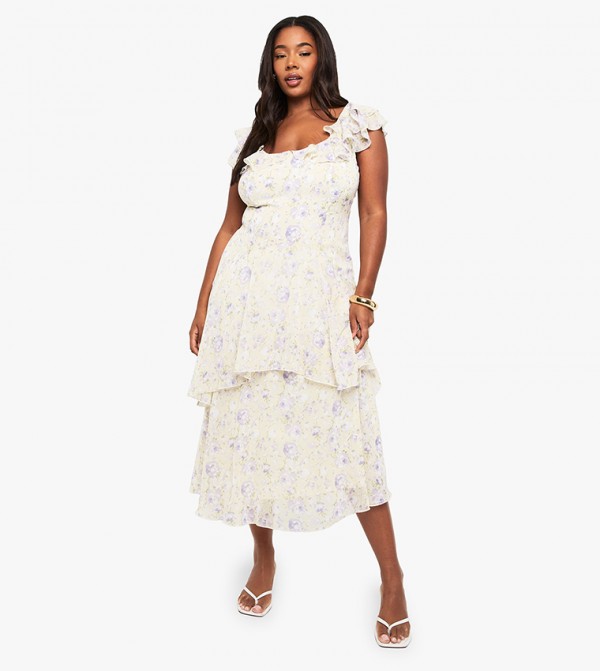 Curve Floral Ruffled Maxi Dress