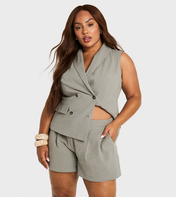 Curve Linen Tailored Shorts
