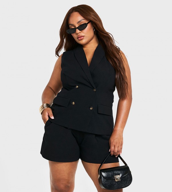Curve Linen Longline Wrap Waistcoat