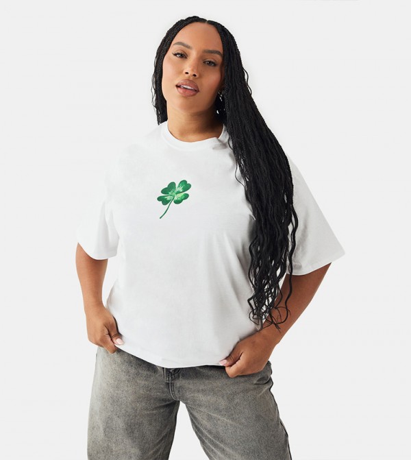 Curve St Paddys Day Shamrock Oversized T-Shirt