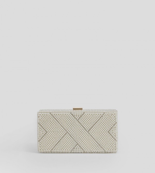 Pearl and Diamante Box Clutch Bag