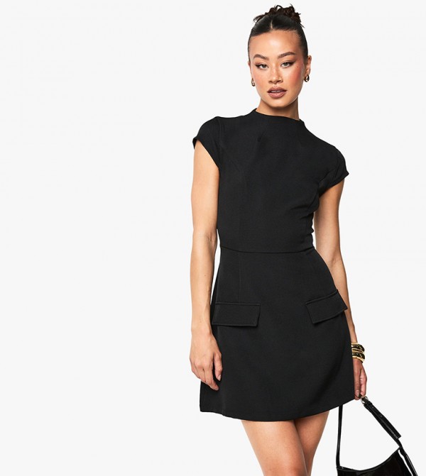 Tall High Neck Structured Tailored Mini Dress