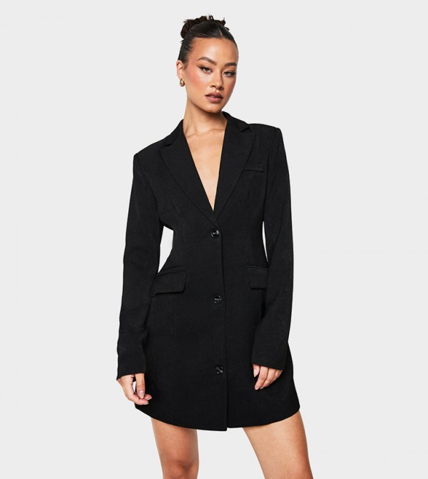 Tall Tailored Structured Cinched Waist Blazer Dress