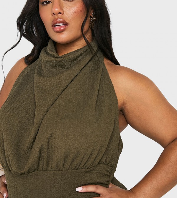 Curve High Cowl Ruched Bodysuit Top