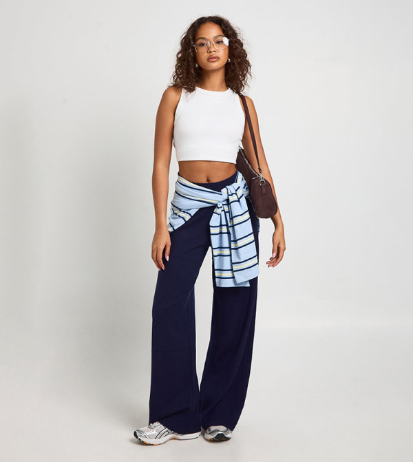 بنطال واسع منسوج ومرن