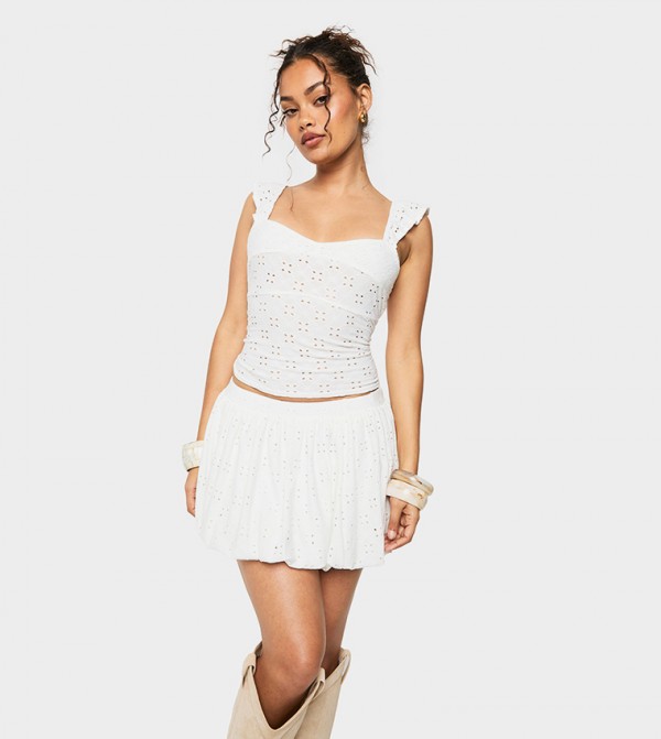 Broderie Milkmaid Sleeveless Crop Top