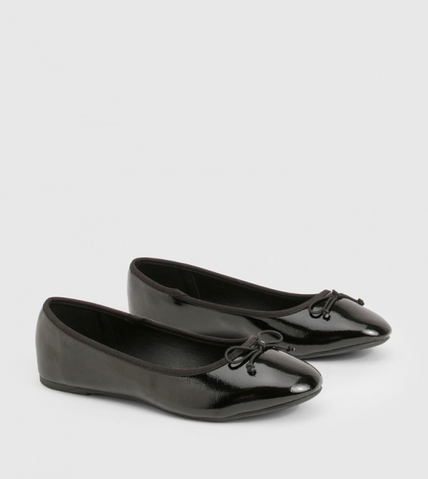 Glossy Bow Detail Ballerinas