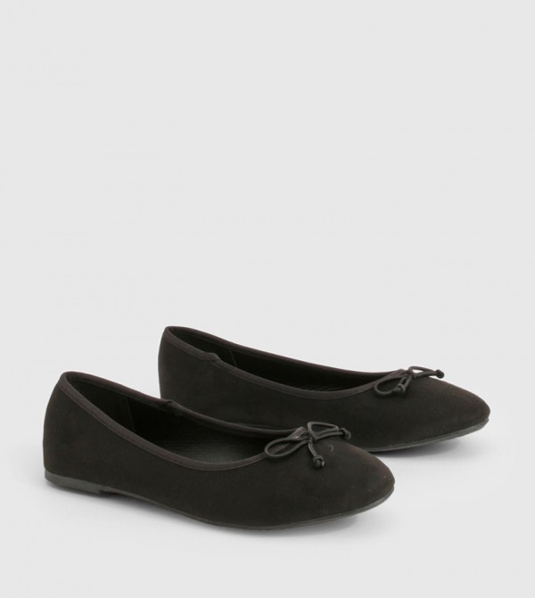 Bow Detail Faux Suede Ballerinas