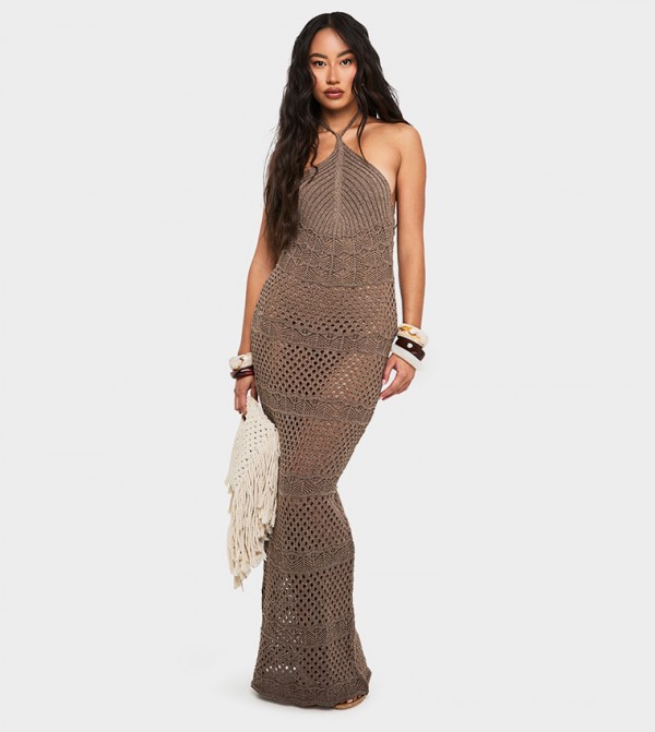 Crochet Halterneck Maxi Beck Dress