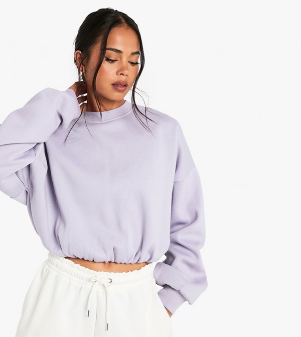 Bubble Hem Cropped Sweatshirt