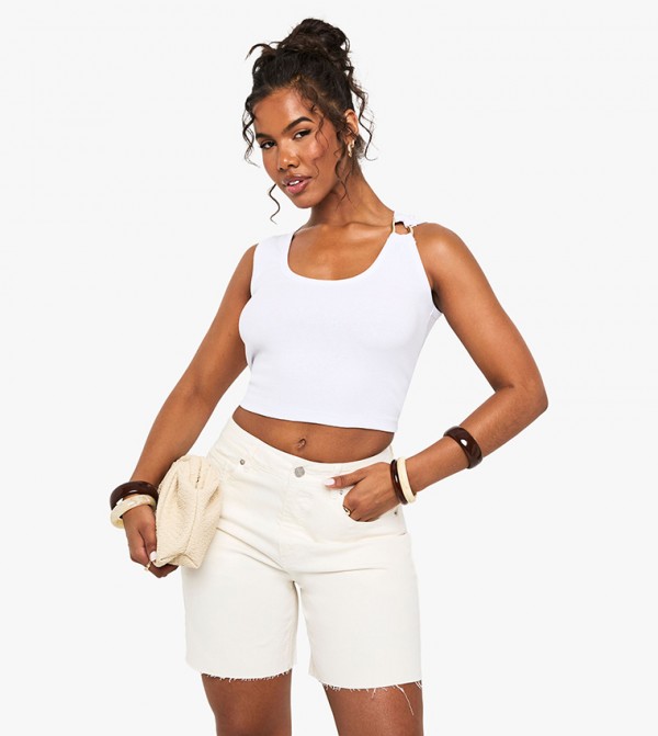 Rib Gold Trim Detail Sleeveless Top