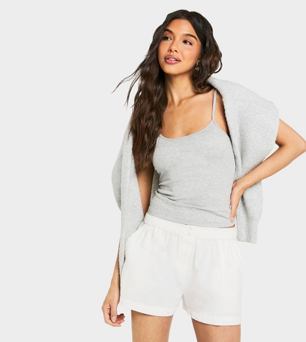 Soft Ribbed Padded Strappy Cami Top