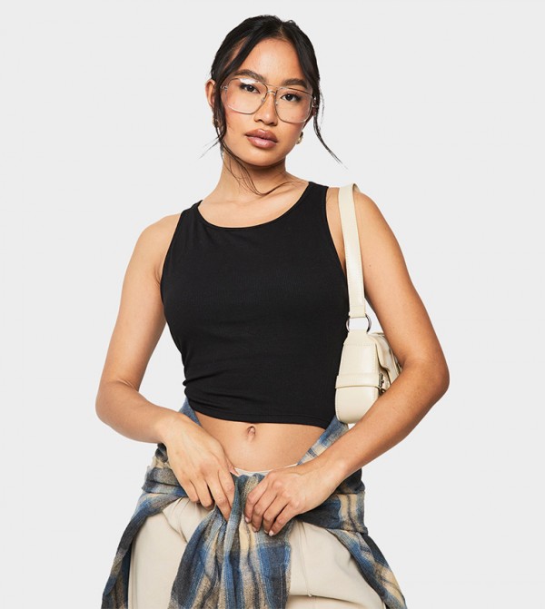 Ribbed Padded Crop Tank Top