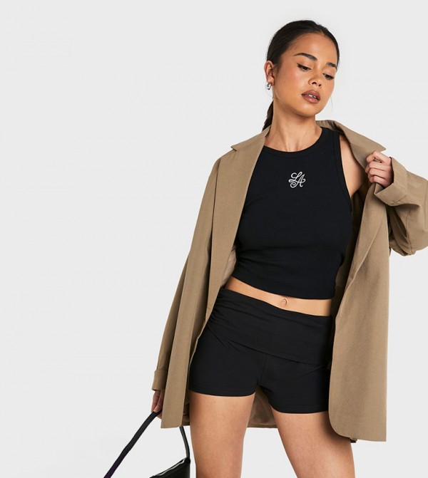 Solid Fold Over Booty Shorts
