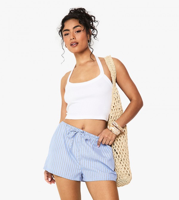 Rib Thick Binding Halter Neck Vest Top