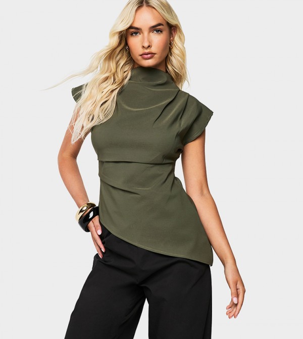 High Neck Asymmetric Hem Top