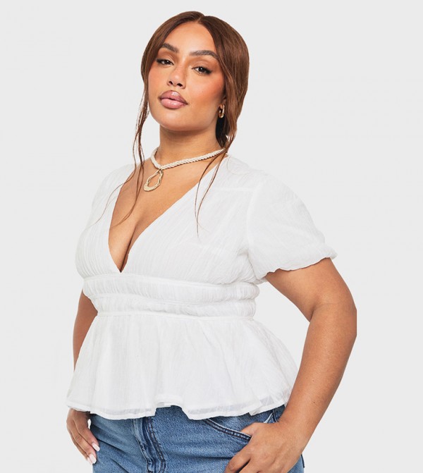 Curve Textured Smock Top