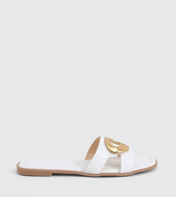 Metal Accent Slide Sandals