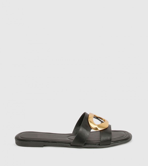Metal Accent Slide Sandals