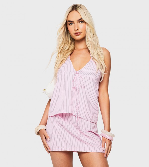 Textured Striped Halter Top