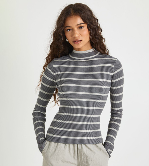 Striped Long Sleeves Knit Top