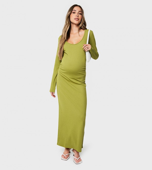 Ribbed Scoop Neck Maternity Midaxi Dress
