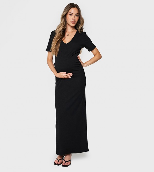 Ribbed Wrap Maternity Midaxi Dress