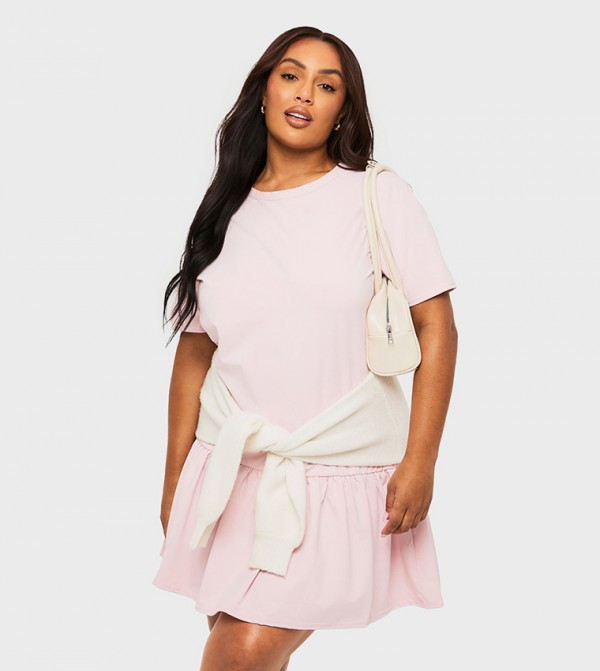 Curve Drop Hem Smock Mini Dress